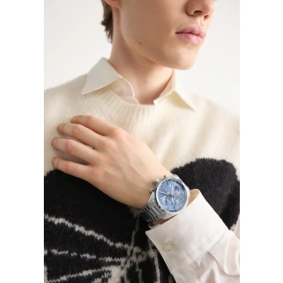 Image of BOSS Grand PRIX Chronograph watch silvercoloured/blue, Men&#039;s, Size: One Size, Silver coloured/blue