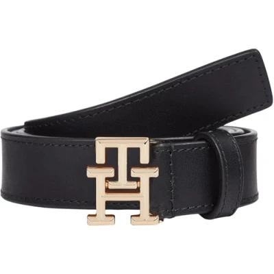 Image of Tommy Hilfiger Women&#039;s 2.5 cm Logo Leather Belt, Black (Black), 85