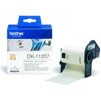 Image of Brother DK 11207 Label Roll, CD/DVD Labels, Black on White, 100 58 mm, Genuine Supplies