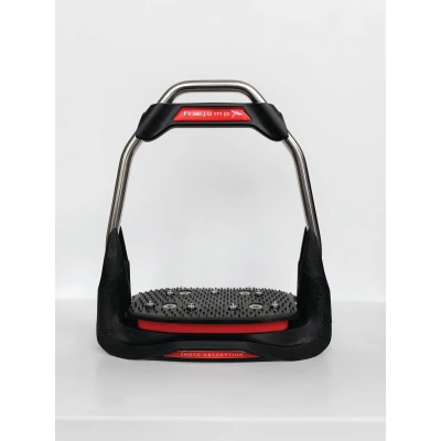 Image of Freejump Air&#039;S Stirrup Red Angled Eye / Flat Grip Tread Horse Stirrups Riding Equestrian