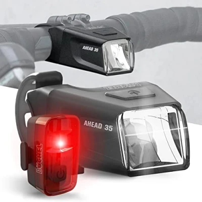 Image of Büchel Ahead Bicycle Light Set 35/15 Lux Design StVZO Approved Rechargeable Black