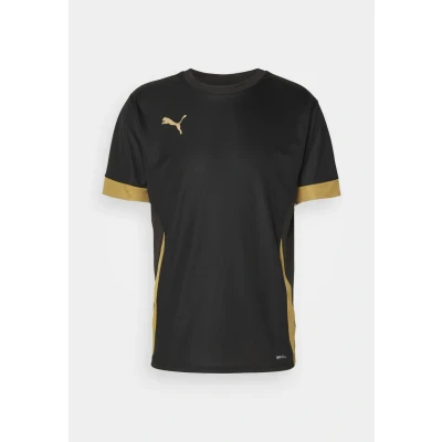 Image of Puma Teamgoal Matchday Sports Tshirt, Men&#039;s, Size: Large, Black/gold/matte gold