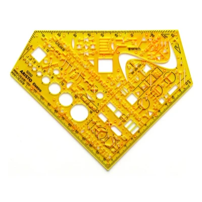 Image of Aristo, AH5050 Stencil School Angle Electrical (Circuit Signs for Engineering and Electronics, Dimensionally Stable PET Plastic) Orange/Transparent
