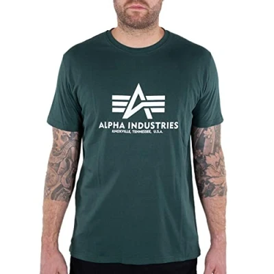 Image of ALPHA INDUSTRIES Basic T Shirt for Men, Navy Green, XS