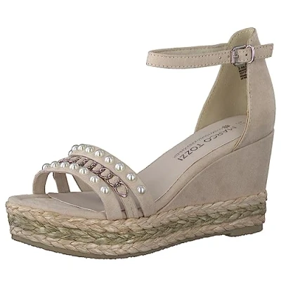 Image of Marco Tozzi BY Guido Maria Kretschmer Wedge sandals, Women&#039;s, Size: 7, Powder High quality imitation leather