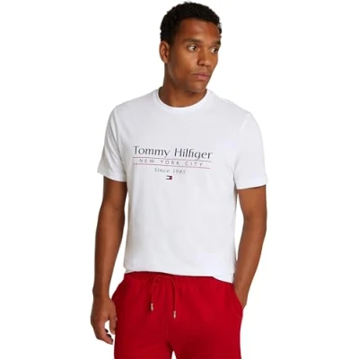 Image of Tommy Hilfiger Center Stack TEE Print Tshirt, Men&#039;s, Size: XS, White