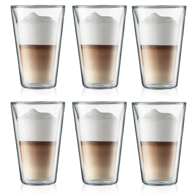 Image of Bodum Dubbelwandige Latte Macchiato Glazen Canteen Gepatenteerd Ventiel 400 ml 6 Stuks