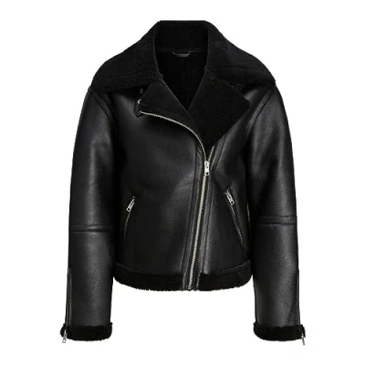Image of JJXX Aviator Faux leather jacket, Women&#039;s, Size: Medium, Black