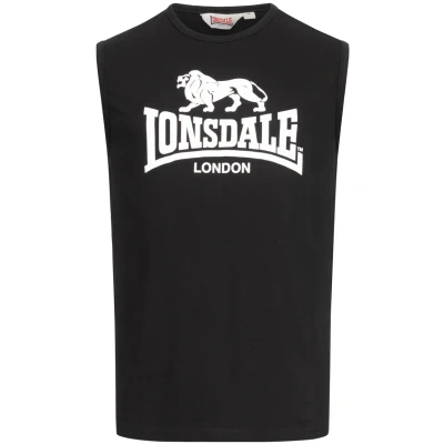 Image of Lonsdale ÄRMELLOSES Normale Passform Clopton Print Tshirt, Men&#039;s, Size: 3XL, Black white
