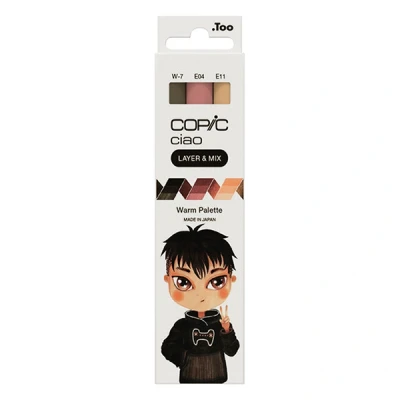 Image of COPIC Ciao Layer &amp; Mix Pen Set Of 3 Warm Palette Markers, Art, Craft, Colouring, Graphic, Highlighter, Design, Anime Manga