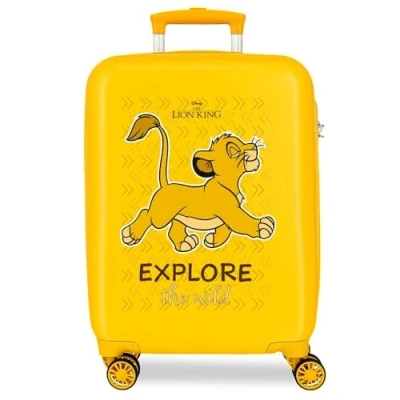 Image of Disney Joumma The Lion King Explorer Cabin Suitcase, Children&#039;s Made of ABS, a Durable Material, Four Double Wheels with Multi Directional Swivel, Side Combination Lock, Lemon Tree, One,