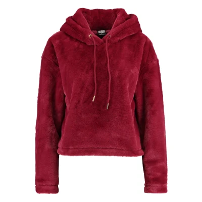 Image of Urban Classics Ladies Short Hoody Hoodie, Women&#039;s, Size: Small, Burgundy