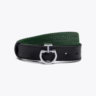 Image of Cavalleria Toscana Mens Elastic CT Clasp Belt Bottle Green Medium Belts Horse &amp; Equestrian