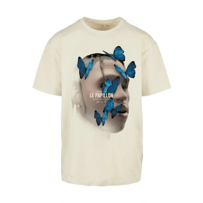 Image of Upscale by Mister Tee LE Papillon Oversize Print Tshirt, Size: XS, Sand