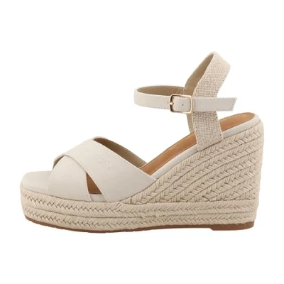 Image of TOM Tailor Platform sandals, Women&#039;s, Size: 5, Offwhite Textile