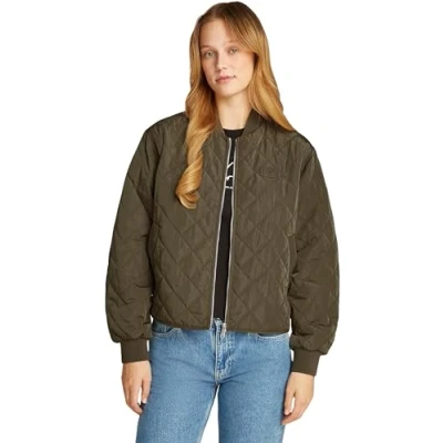 Image of Calvin Klein Jeans Quilted Jacket Bomber Jacket, Women&#039;s, Size: Small, Tarmac