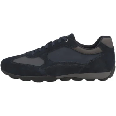 Image of Geox U Snake 2.0 C Trainers, Men&#039;s, Size: 8, Navy Leather and textile