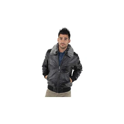 Image of Schott NYC Men&#039;s Pilot Leather Jacket, Black (Black Black), M