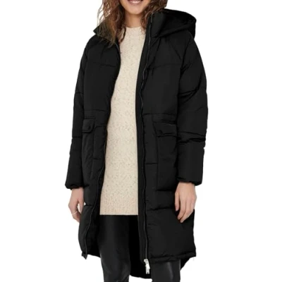Image of ONLY Onlgabi Oversized LONG COAT Winter coat, Women&#039;s, Size: Medium, Black