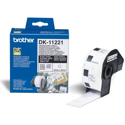 Image of Brother DK 11221 Label Roll, Square Labels, Black on White, 1000 23mm (W) x (L), Genuine Supplies