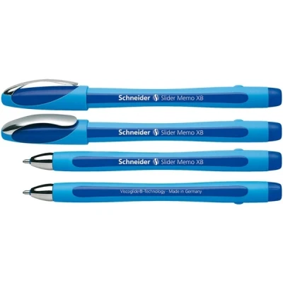 Image of Schneider Slider Memo XB 150203 Ballpoint Pen with Cap Line Width Pack of 10 Blue
