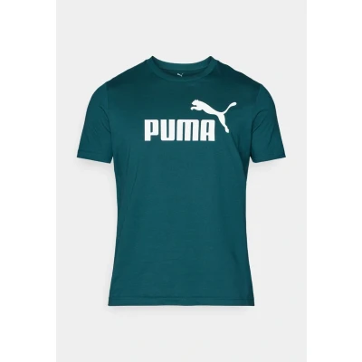 Image of Puma LOGO TEE Print Tshirt, Men&#039;s, Size: Large, Green terrain