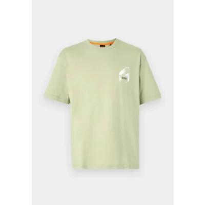 Image of BOSS TE Section Print Tshirt, Men&#039;s, Size: Medium, Open green