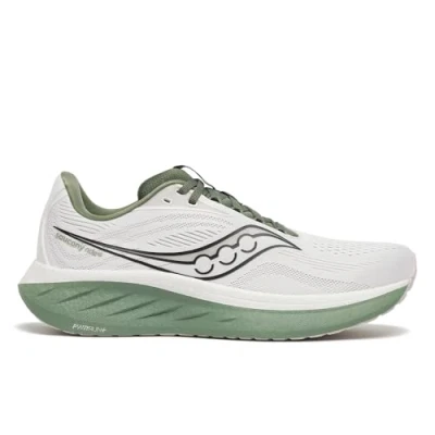Image of Saucony RIDE 18 Road running shoes, Men&#039;s, Size: 10, White/olivine Textile/synthetics