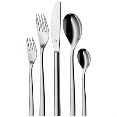 Image of WMF Palermo Cutlery Set for 12 People, 60 Pieces, Monobloc Knife, Polished Cromargan Stainless Steel, Glossy, Dishwasher Safe