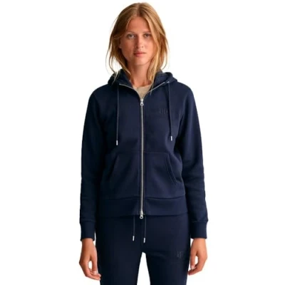 Image of GANT REG Tonal Shield FULL ZIP Zipup sweatshirt, Women&#039;s, Size: Medium, Evening blue