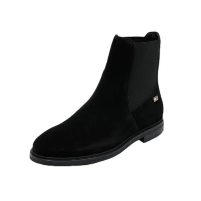 Image of Tommy Hilfiger FLAG LOW Chelsea Classic ankle boots, Women&#039;s, Size: 4, Black Suede