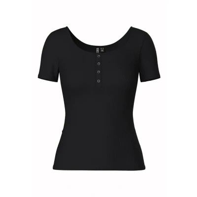 Image of Pieces NOOS Print Tshirt, Women&#039;s, Size: XS, Black