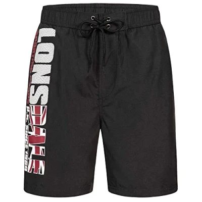 Image of Lonsdale Normale Passform Carnkie Swimming shorts, Men&#039;s, Size: Large, Black /red /white