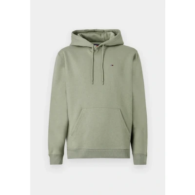 Image of Tommy Jeans Men’s Regular Fit Flag Fleece Hoodie, Green (Utility Sage), M