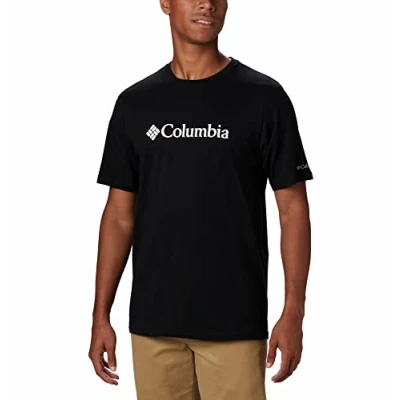 Image of Columbia LOGO Short Sleeve Basic Tshirt, Men&#039;s, Size: XS, Black