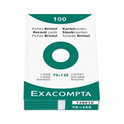 Image of Exacompta Ref 13602E Bristol Squared Punched Board for Printing (Pack of 100) 100 x 150mm in Size, 205gsm Card, Compatible with Printers Suitable Exam Revision &amp; Notes White