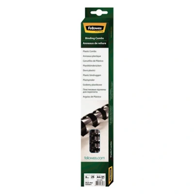 Image of Fellowes A4 6 mm Plastic Binding Combs for Comb Machine, Binds 2 to 20 Pages, Blue, Pack of 25, 5330102