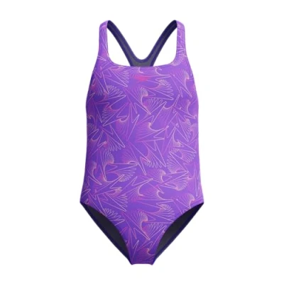 Image of Speedo Girls&#039; Hyperboom Allover Medalist Swimsuit, Chlorine Resistant, Quick Drying Swimsuit