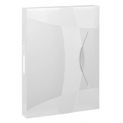 Image of Esselte Box File, Holds up to 350 A4 Sheets, Elastic Closure, Flexible Plastic, Translucent white, VIVIDA Range