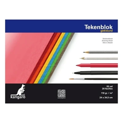 Image of Kangaro Drawing Pad A4+ (24 x 34.5 mm) 110 g, 20 Sheets Assorted Red, Orange, Yellow, Blue, Green