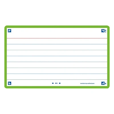 Image of Flash Cards by Oxford, Ruled with Green Frame, Pack of 80 Cards, 7.5x12.5cm Size, 400133884