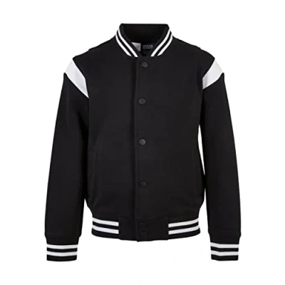 Image of Urban Classics Inset College Bomber Jacket for kids, Size: 5 6y, Black white