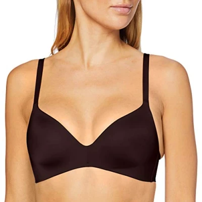 Image of DIM Invisifi FREE Soutien Gorge Triangle PADDÉ Tshirt bra, Women&#039;s, Size: 32A, Precious brown