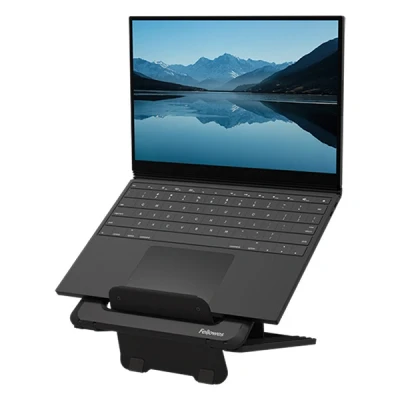 Image of Fellowes Laptop Stand for Desk Breyta™ Adjustable 100% Recyclable the Home and Office Portable with 12 Height Adjustments Max Monitor Size 14&quot;, Weight 4KGBlack