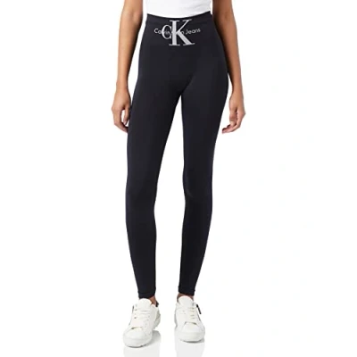 Image of Calvin Klein Underwear Women Highwaist LOGO Leggings Stockings, Women&#039;s, Size: Small, Black
