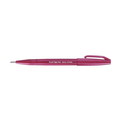 Image of Pentel Sign bordeaux red brush pen