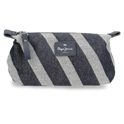 Image of Pepe Jeans Celine Toiletry Bag Blue 20.5x15x8cm Polyester with Faux Leather Details by Joumma Bags, Blue, Bag,