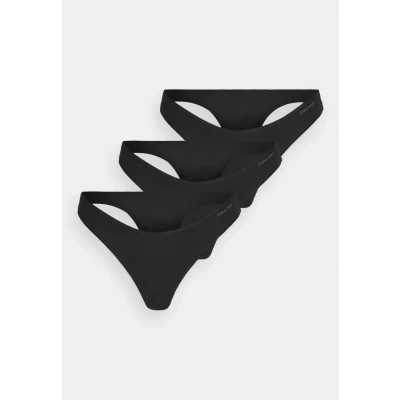 Image of Calvin Klein Underwear Thong 3 PACK Thong, Women&#039;s, Size: Small, Black/black/black