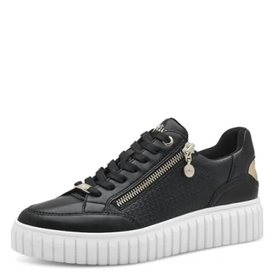 Image of s.Oliver Damen Sneaker Low Cut aus Synthetik zum Schnüren, schwarz (BLACK), 40
