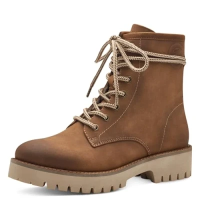 Image of s.Oliver Women&#039;s Lace Up Boots Without Heel Comfortable Vegan, Brown (Cognac), 38 EU, Cognac, 5 UK